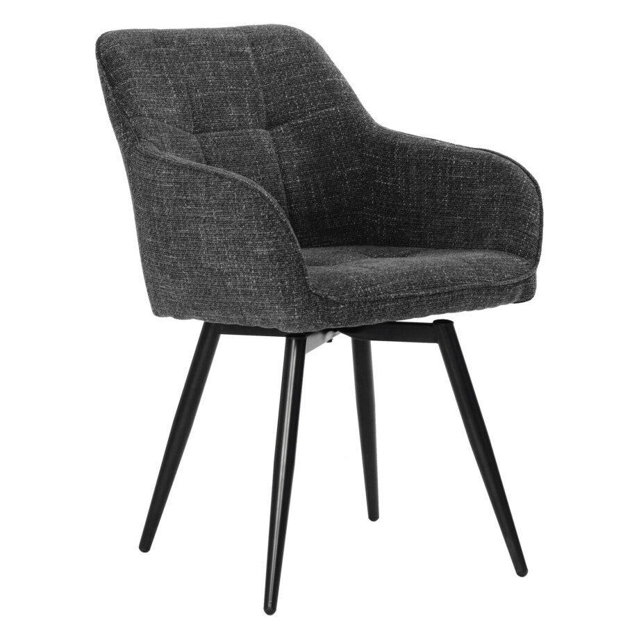 Artistiq Draaibare Eetkamerstoel 'Shontelle' Structuurstof, kleur Donkergrijs afbeelding 1