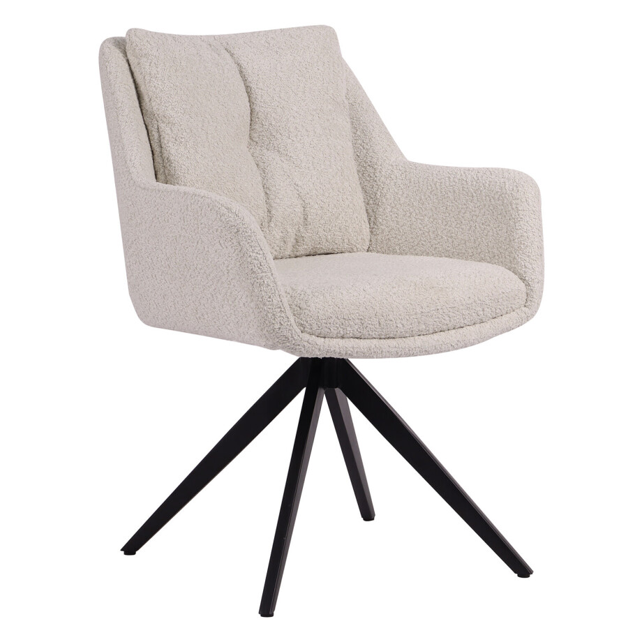Artistiq Draaibare Eetkamerstoel 'Rocket' Bouclé, kleur Beige afbeelding 1