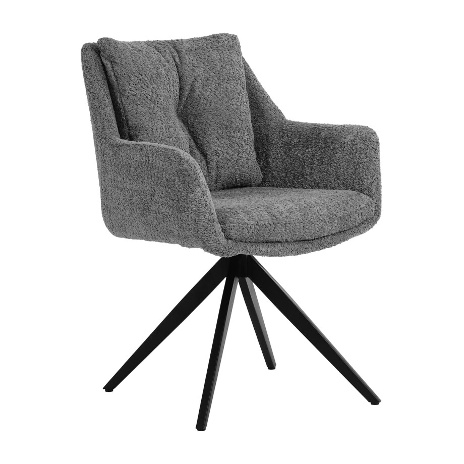 Artistiq Draaibare Eetkamerstoel 'Rocket' Bouclé, kleur Grijs afbeelding 1