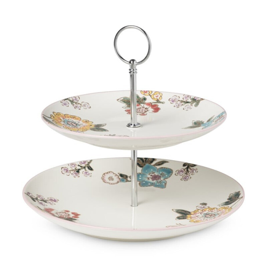 Etagere bloemen en vlinder - multikleur - 25 cm afbeelding 