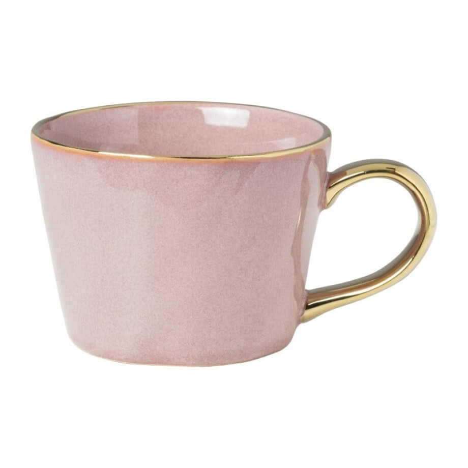 Mok met gouden oor - roze - 250 ml Mok met gouden oor - roze - 250 ml afbeelding