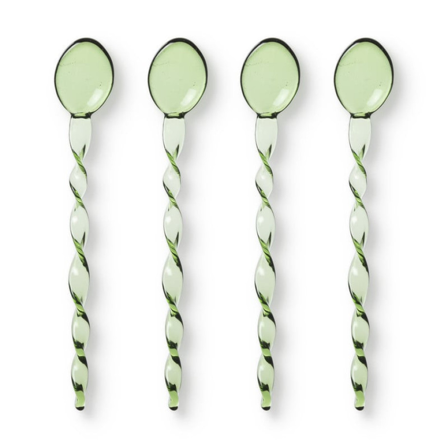 Theelepels groen - glas - set van 4 afbeelding 1