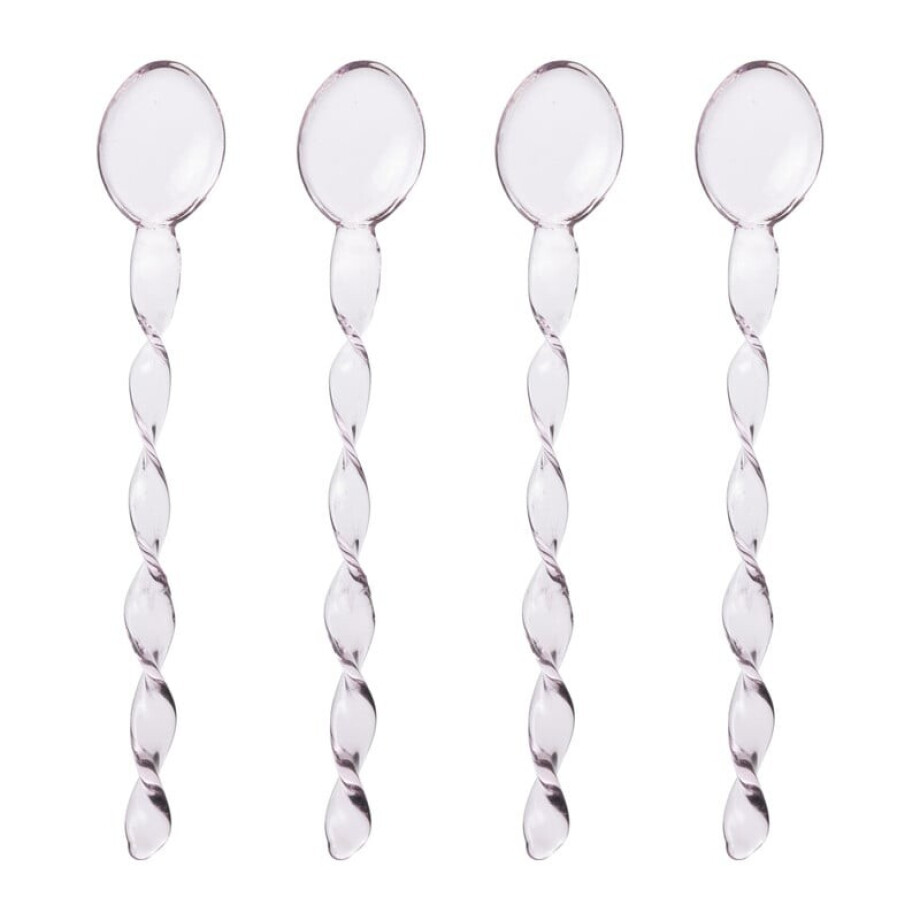 Theelepels roze - glas - set van 4 afbeelding 