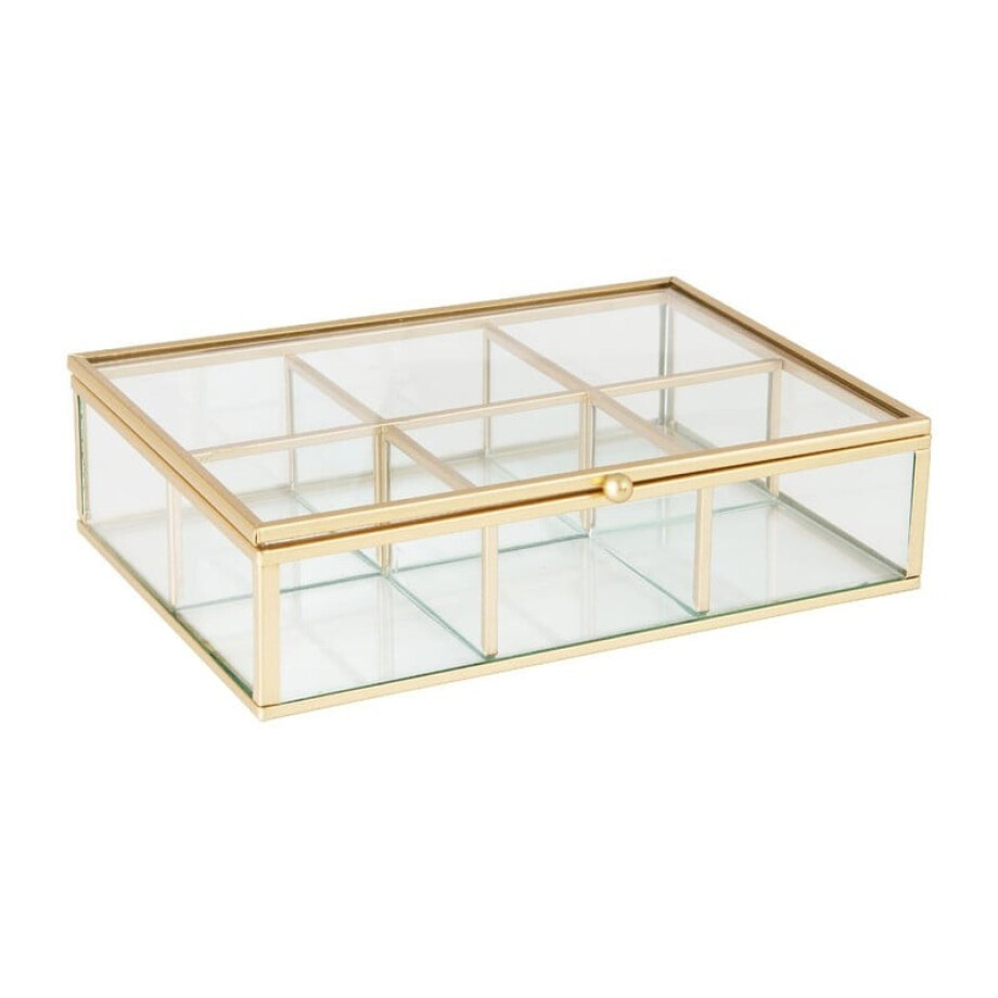 Theedoos - 20x15x5 cm - goud afbeelding 