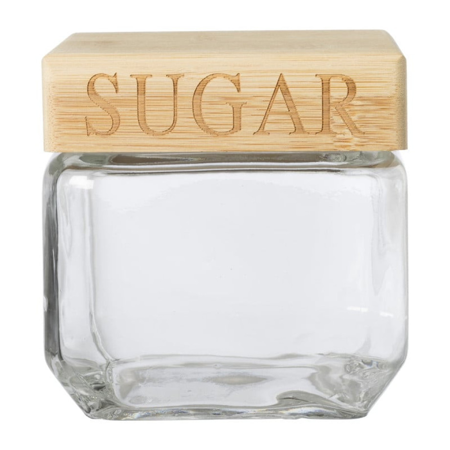Opbergpot sugar - glas/bamboe - 830 ml afbeelding 1