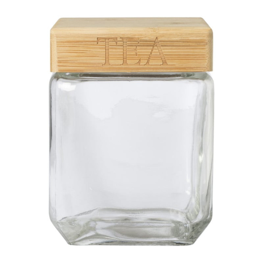 Opbergpot tea - glas/bamboe - 1.1 liter afbeelding 1