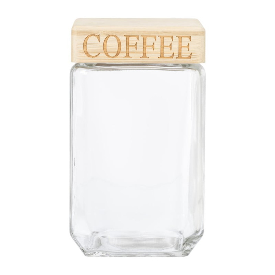 Opbergpot coffee - glas/bamboe - 1.6 liter afbeelding 1