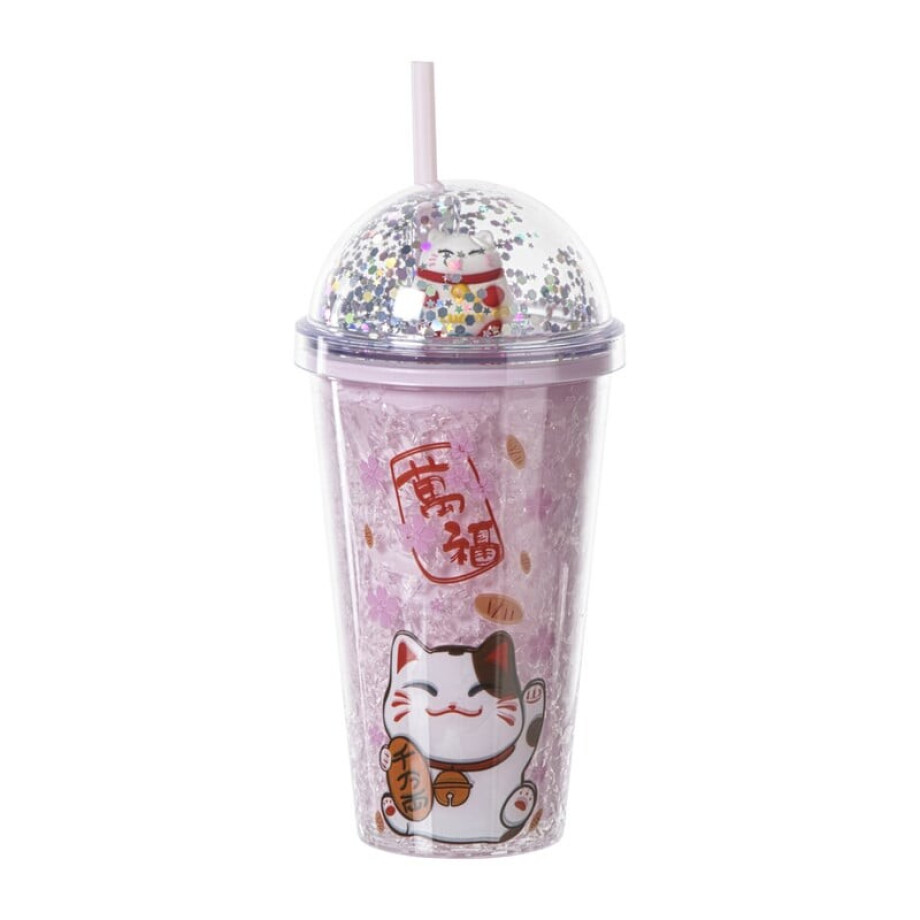 Funny beker kat - roze - 450 ml Funny beker kat - roze - 450 ml afbeelding