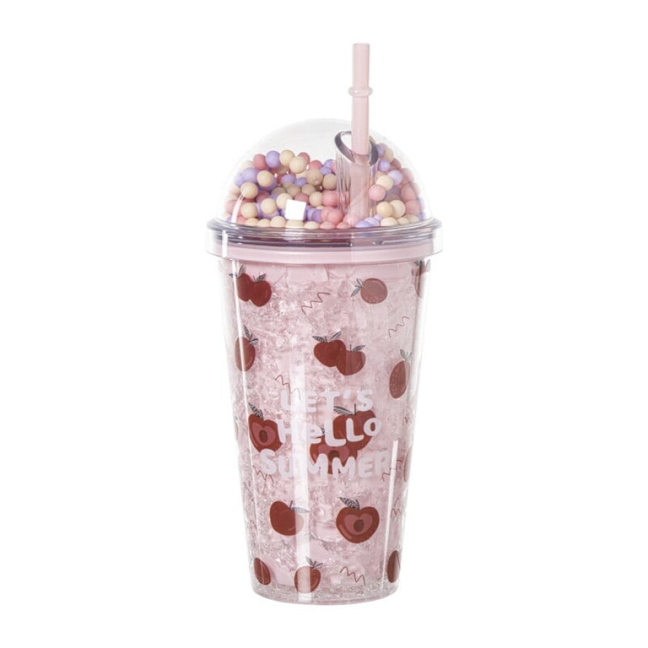 Funny beker appel - roze - 450 ml afbeelding 