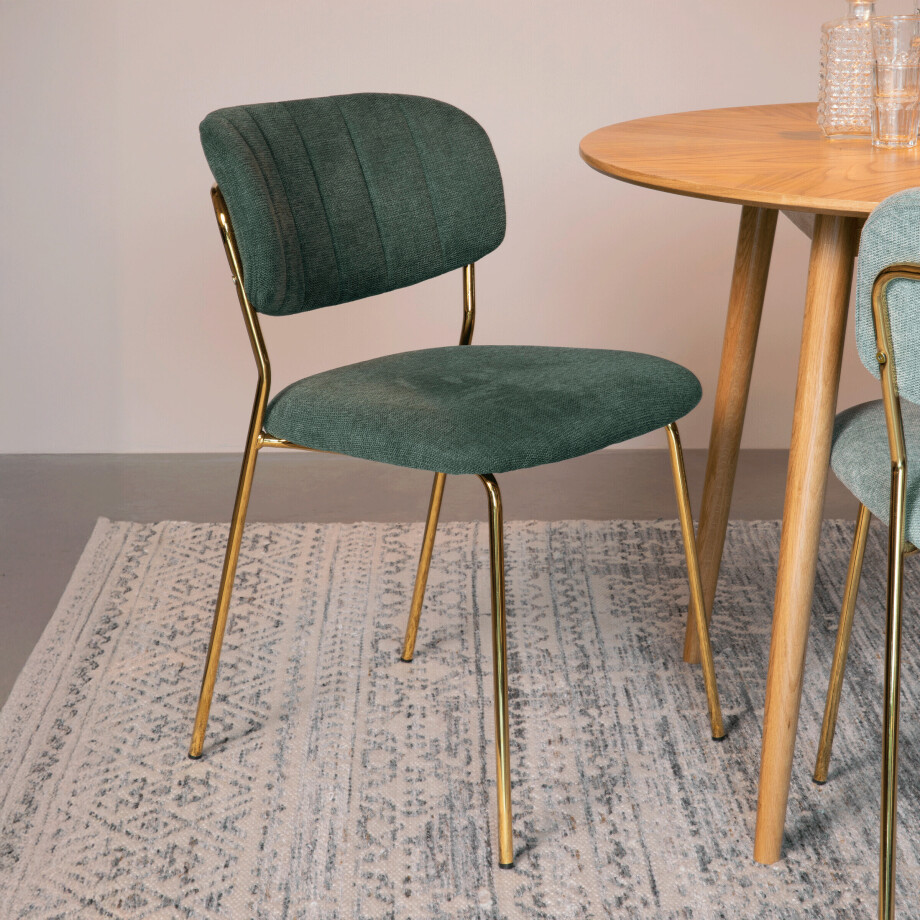 ZILT Eetkamerstoel 'Kolten' kleur Goud/Donkergroen afbeelding 1