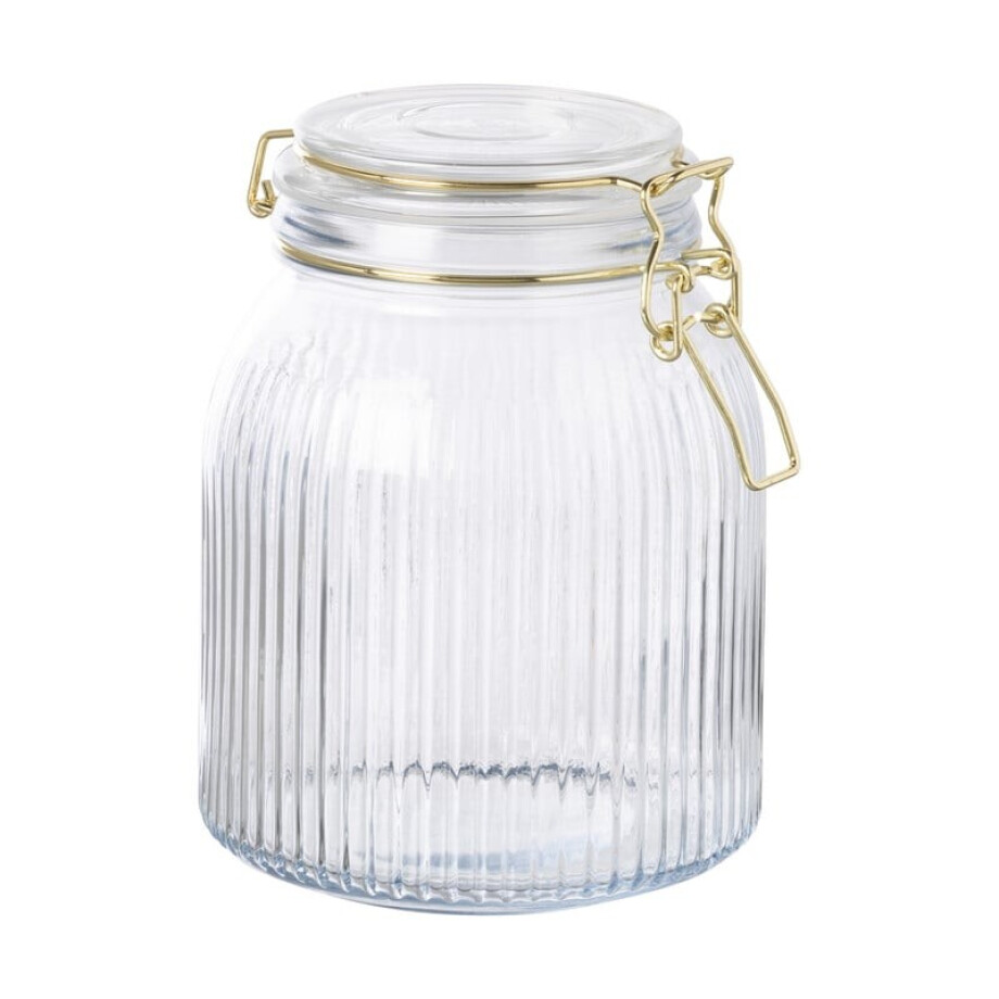 Weckpot ribbel met gouden deksel - 1.2 liter afbeelding 