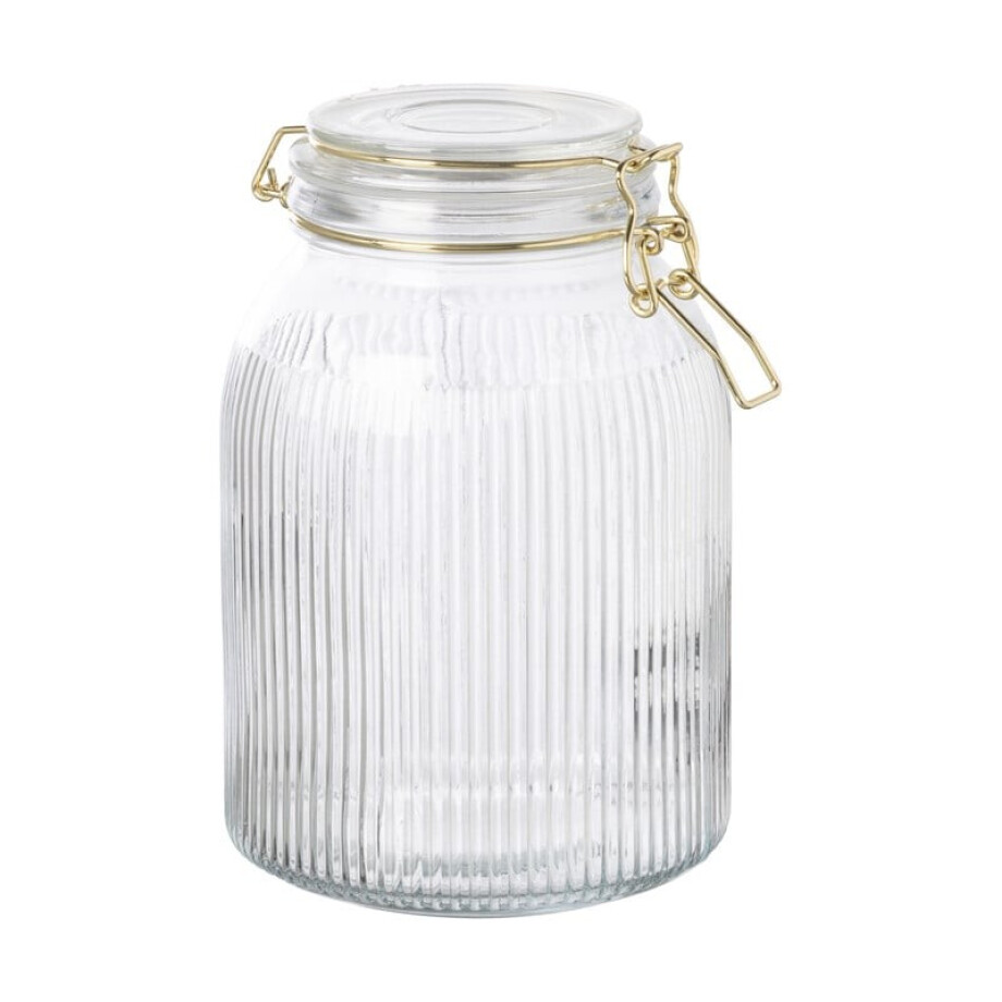 Weckpot ribbel met gouden deksel - 1.7 liter afbeelding 