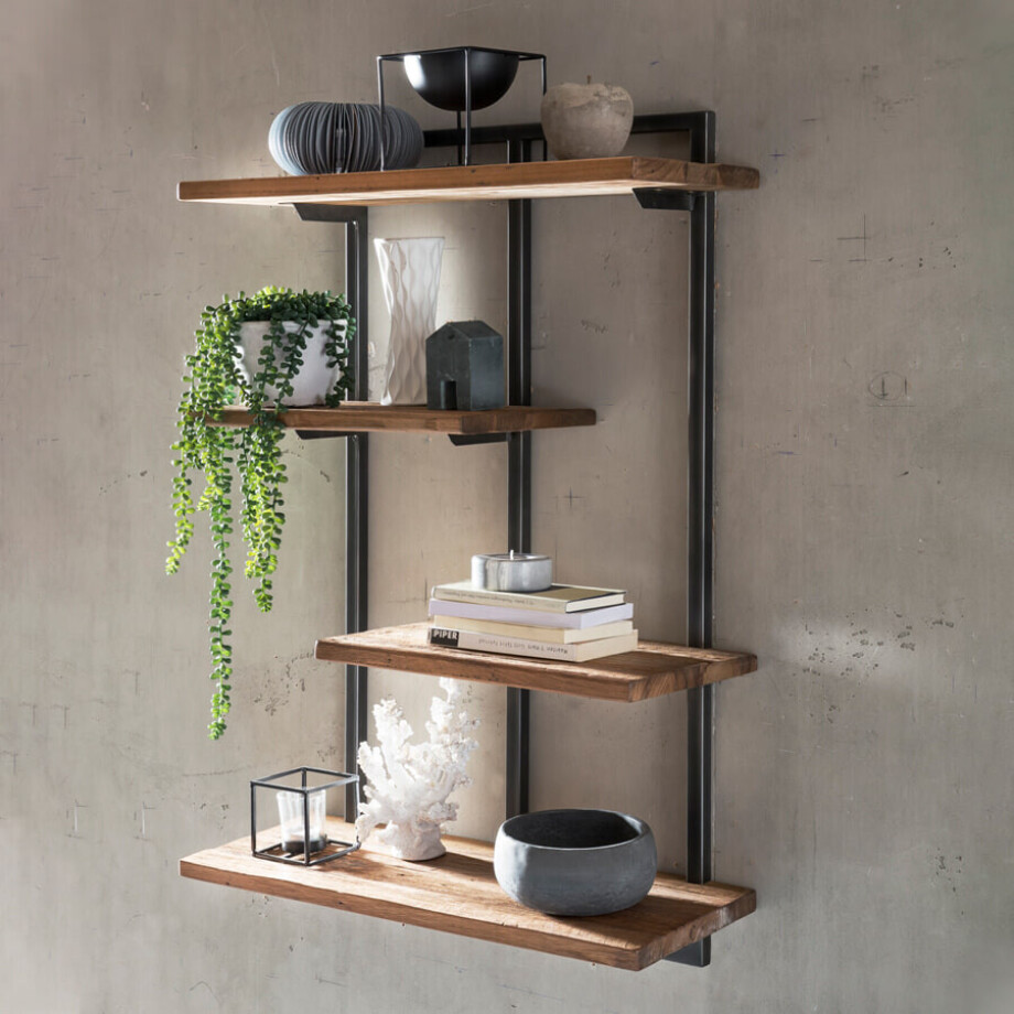 Artistiq Wandrek 'Terrence' Teakhout en metaal, 97 x 70cm Artistiq Wandrek 'Terrence' Teakhout en metaal, 97 x 70cm afbeelding