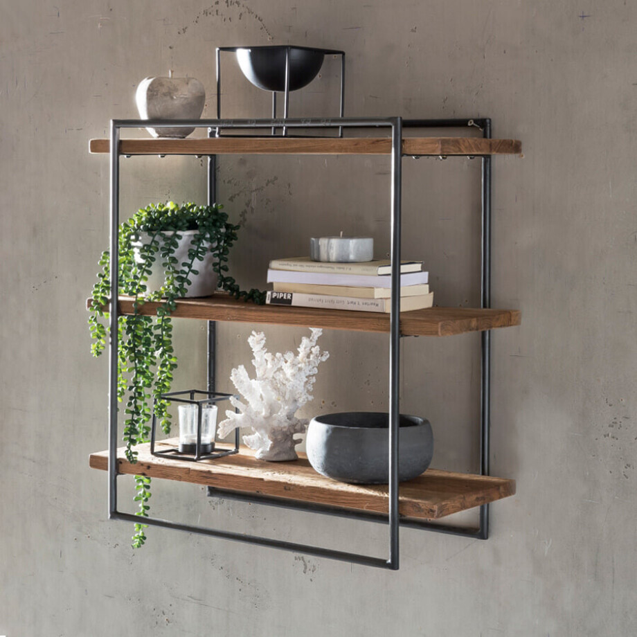 Artistiq Wandrek 'Terence' Teakhout en metaal, 60 x 60cm Artistiq Wandrek 'Terence' Teakhout en metaal, 60 x 60cm afbeelding