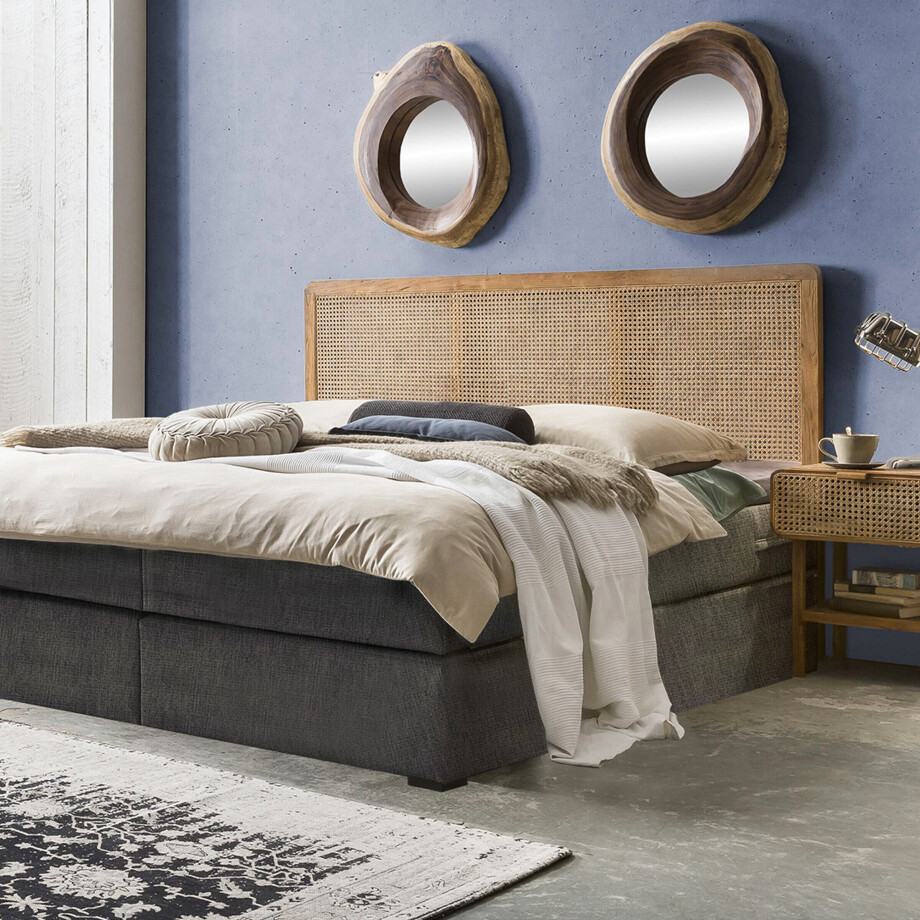 Artistiq Hoofdbord 'Shakina' Teakhout en rotan, 200 x 120cm Artistiq Hoofdbord 'Shakina' Teakhout en rotan, 200 x 120cm afbeelding