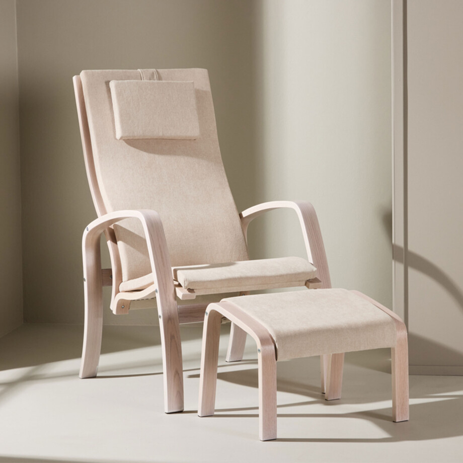 Nohr Fauteuil 'Corene' Met voetenbank, Eiken, kleur Beige afbeelding 1