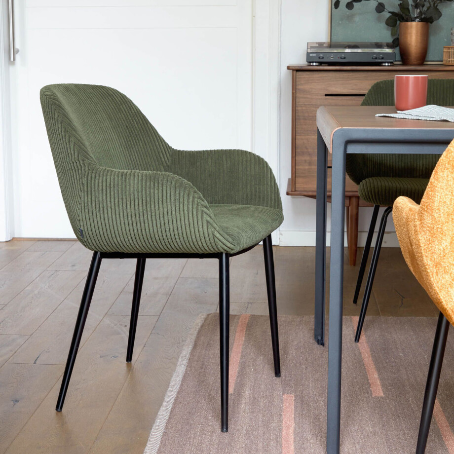 Kave Home Eetkamerstoel 'Konna' Rib, kleur Donkergroen Kave Home Eetkamerstoel 'Konna' Rib, kleur Donkergroen afbeelding 1