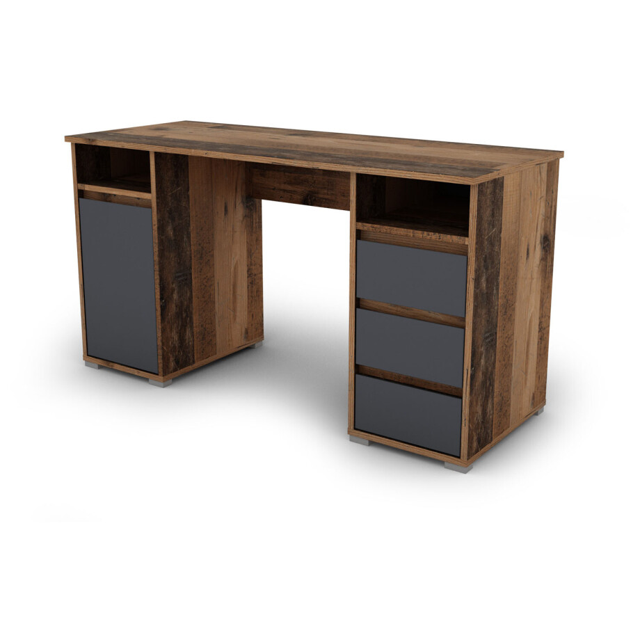 byLIVING Bureau Lobo (oud hout / antraciet) afbeelding 1