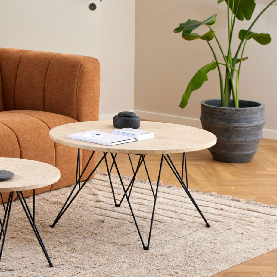 Bendt Ronde Salontafel 'Nadia' Travertin, 80cm afbeelding 1