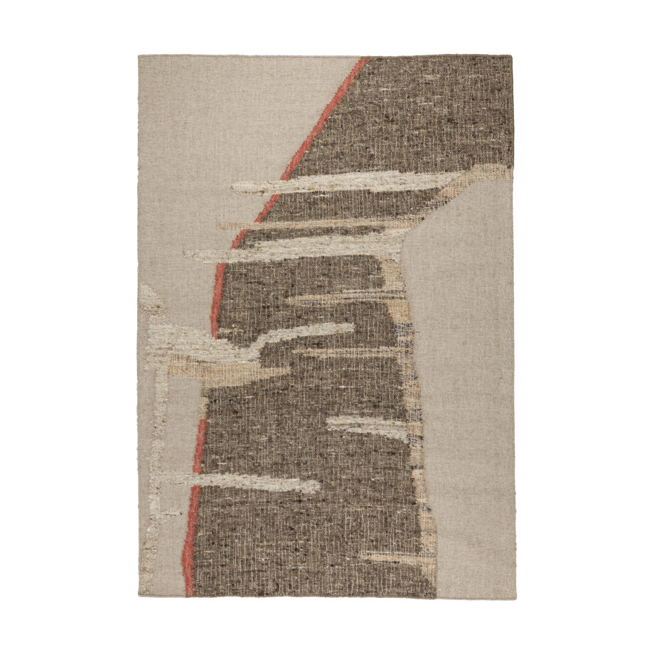 Dutchbone Vloerkleed 'Briton' Wol en jute, 160 x 230cm, kleur Beige afbeelding 