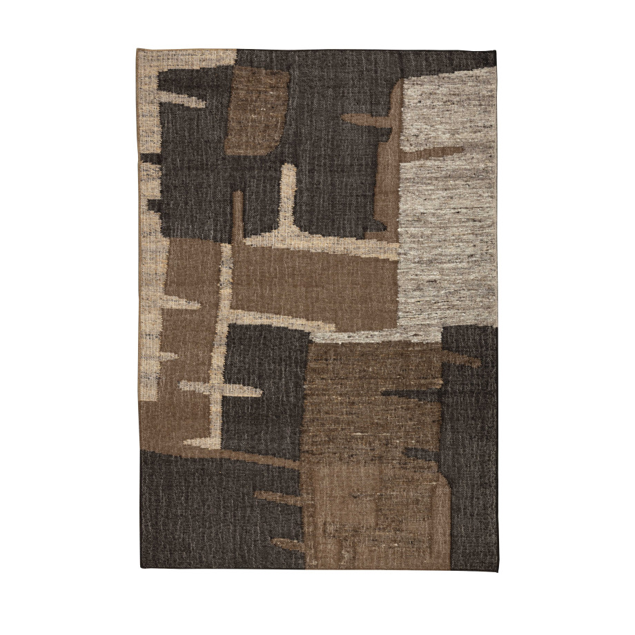 Dutchbone Vloerkleed 'Briton' Wol en jute, 160 x 230cm, kleur Bruin afbeelding 1