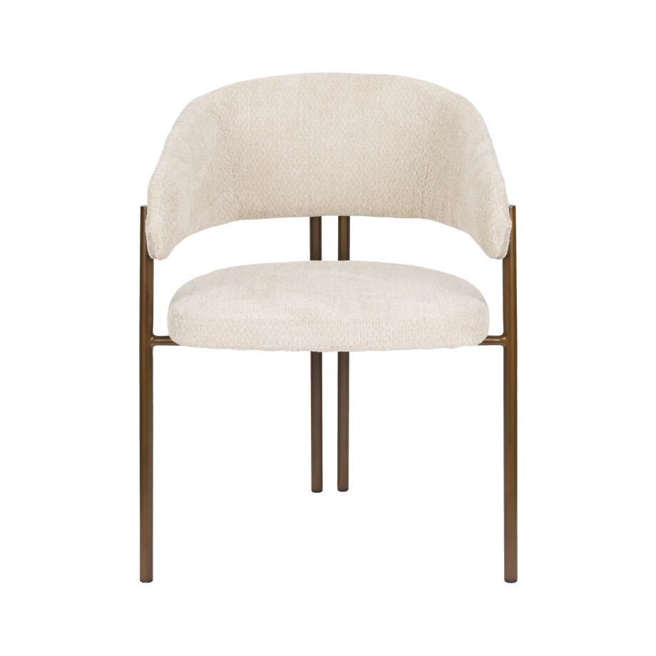 Dutchbone Eetkamerstoel 'Naida' Bouclé, kleur Beige afbeelding 1