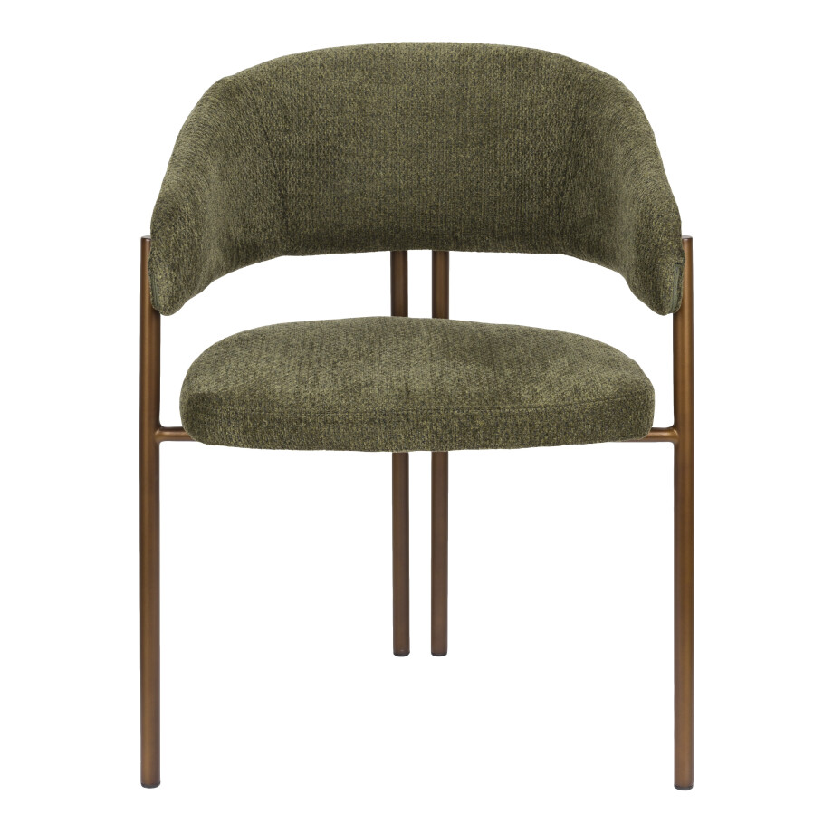 Dutchbone Eetkamerstoel 'Naida' Bouclé, kleur Groen afbeelding 1