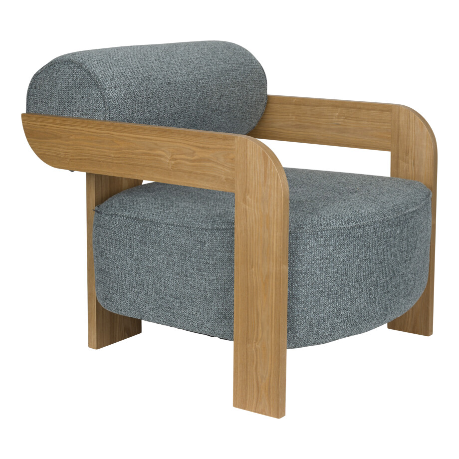 Zuiver Fauteuil 'Oolong' Bouclé en eikenhout, kleur Ocean Blue afbeelding 1