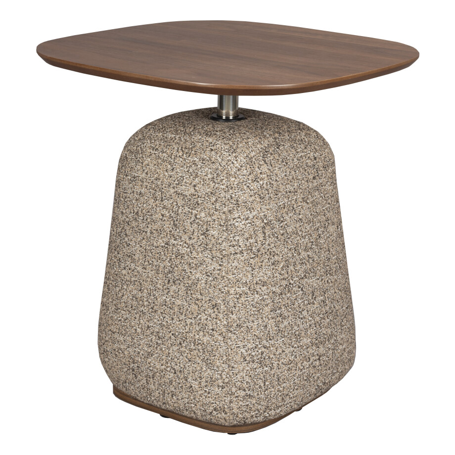 Dutchbone Bijzettafel 'Shelly' Gemêleerde stof en walnootlook, 48 x 48cm, kleur Cinnamon afbeelding 1