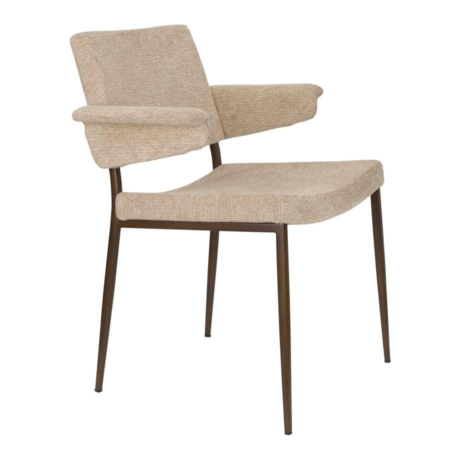 Dutchbone Eetkamerstoel 'Portland' Geweven stof, kleur Beige afbeelding 1