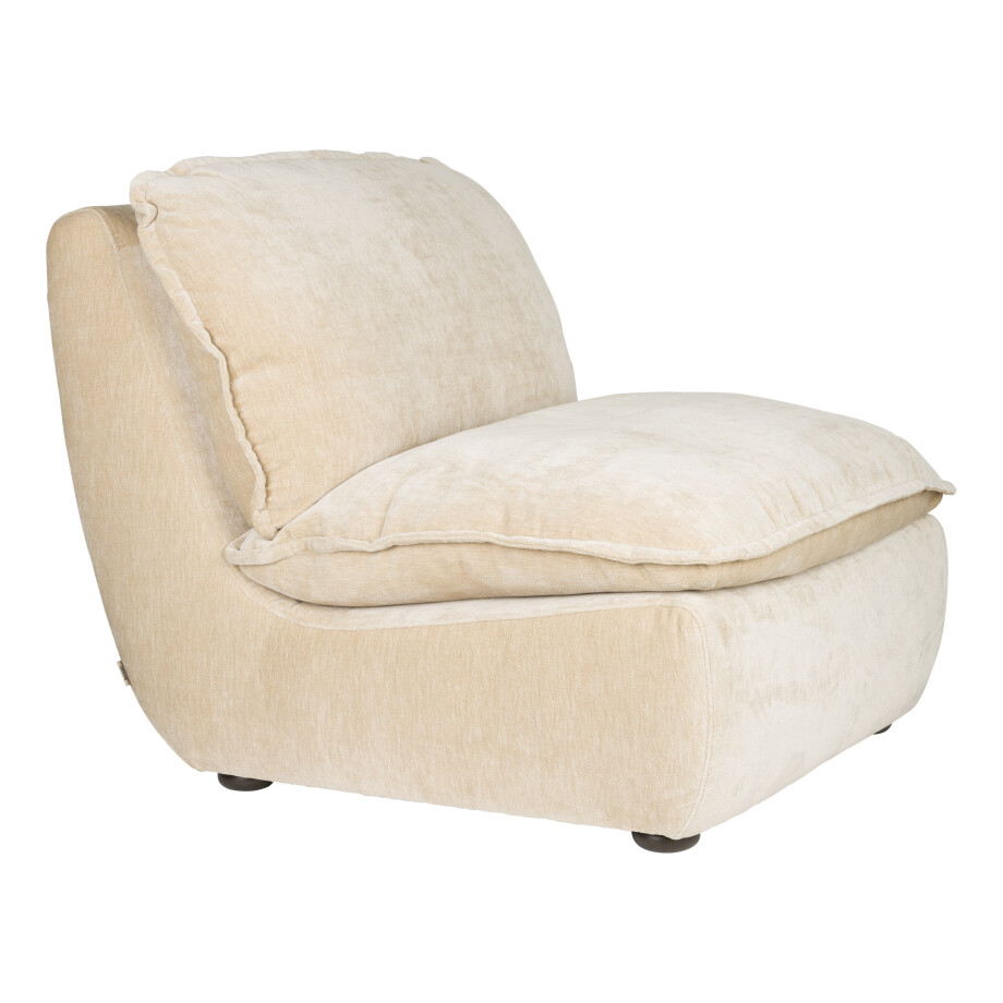Dutchbone Fauteuil 'Radley' Velvet, kleur Beige Dutchbone Fauteuil 'Radley' Velvet, kleur Beige afbeelding 1