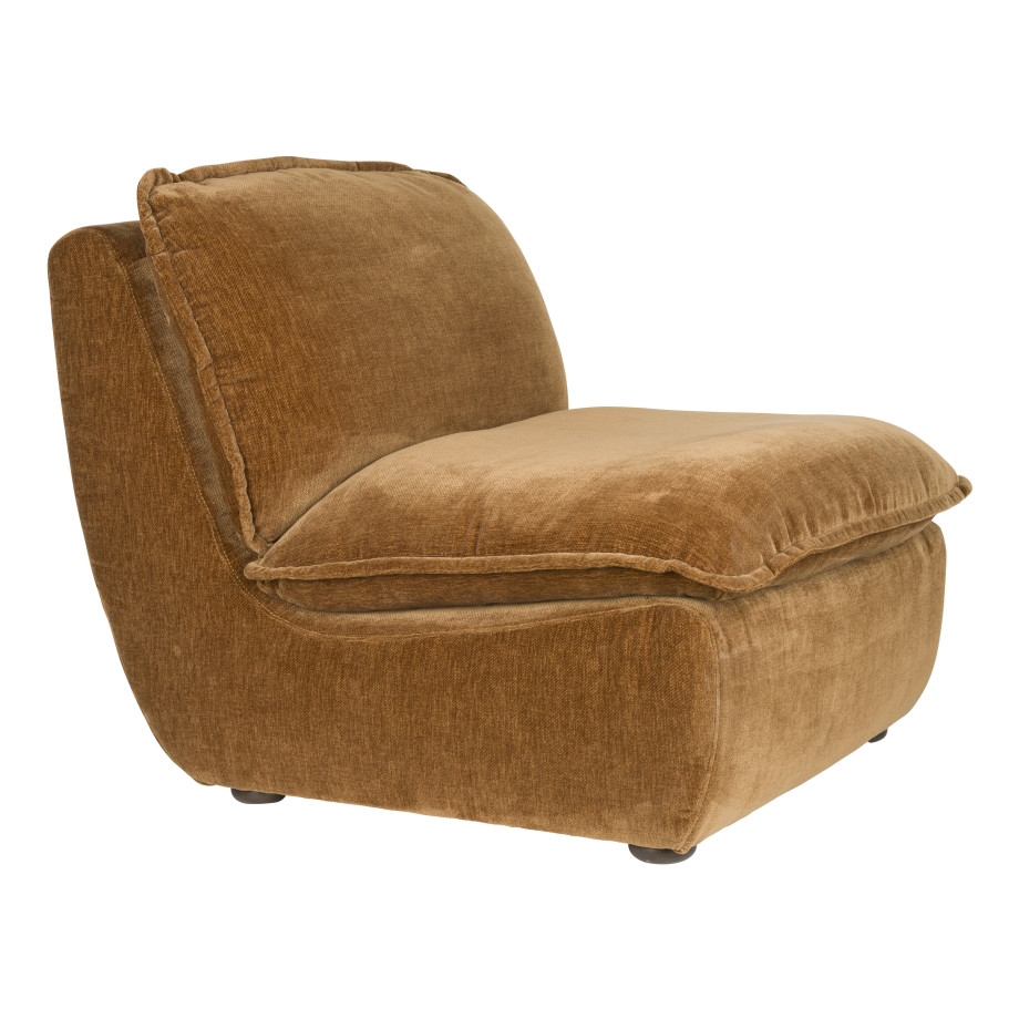 Dutchbone Fauteuil 'Radley' Velvet, kleur Cognac afbeelding 1