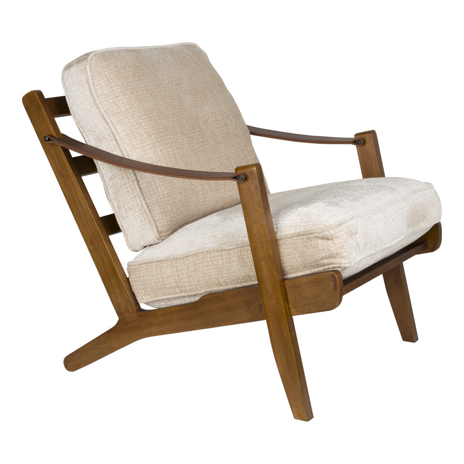 Dutchbone Fauteuil 'Washington' Mangohout en geweven stof afbeelding 