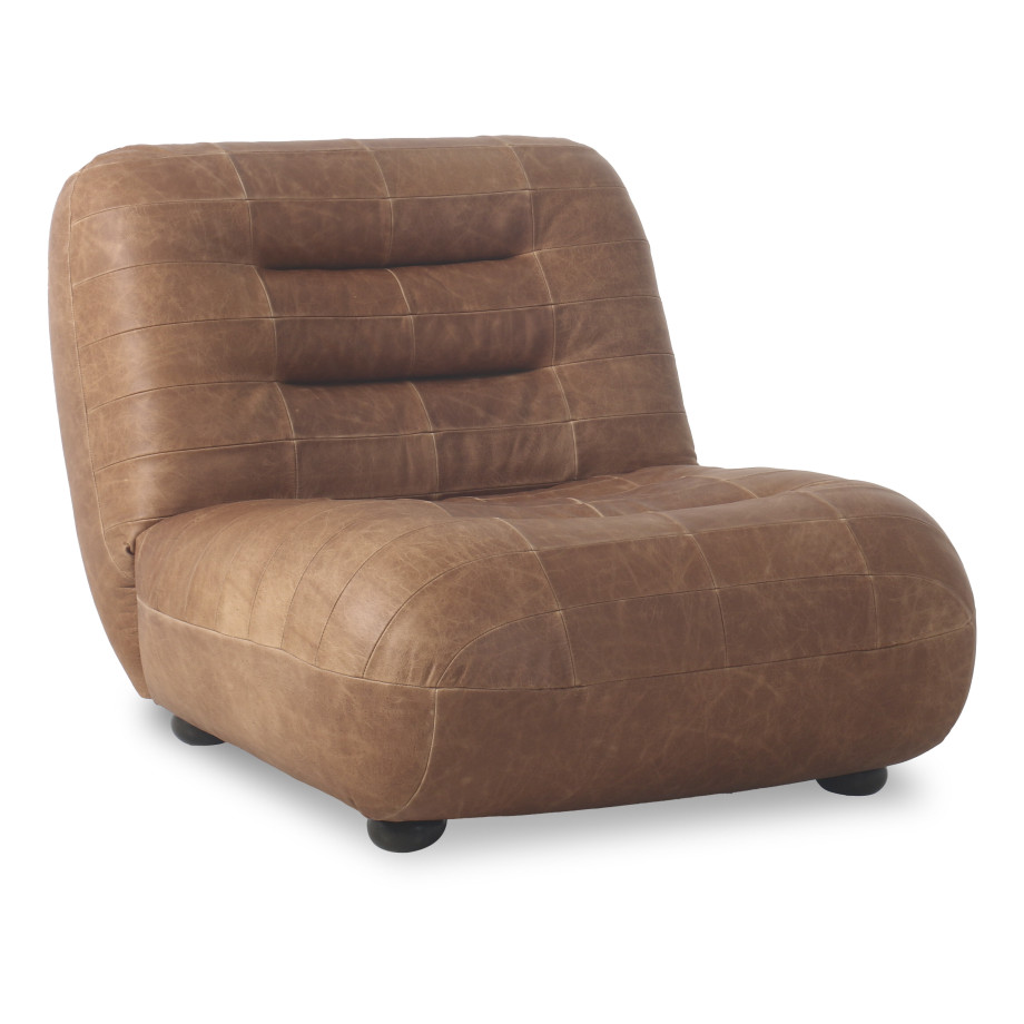 Dutchbone Fauteuil 'Wyatt' Wax Leder, kleur Cognac afbeelding 1