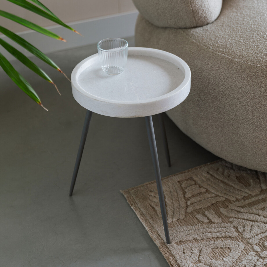 ZILT Ronde Bijzettafel 'Katheryne' Marmer, 33cm, kleur Wit afbeelding 1