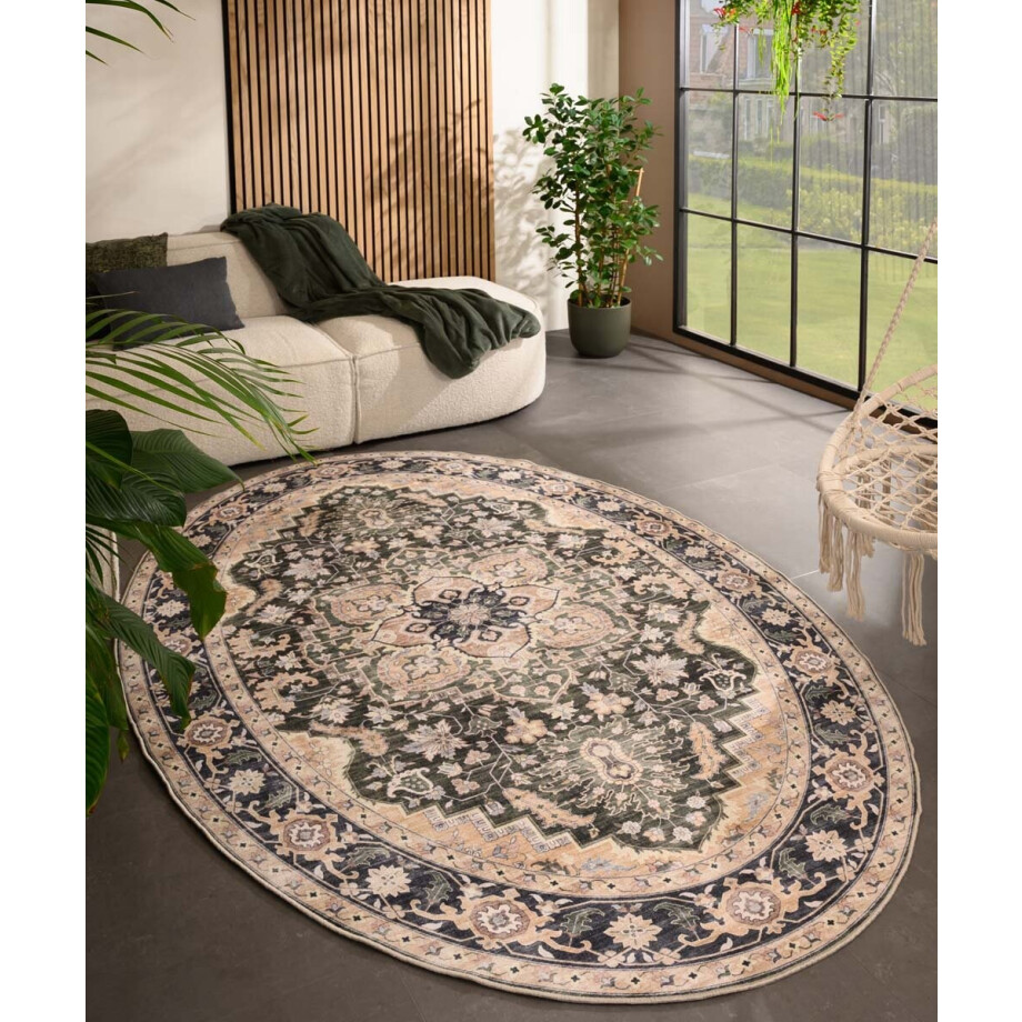 Vintage buitenkleed ovaal - Valenca Fino beige/groen 230x330 cm Vintage buitenkleed ovaal - Valenca Fino beige/groen 230x330 cm afbeelding 1