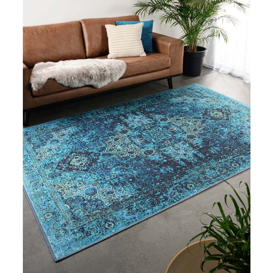 Vintage vloerkleed - Fade No.2 blauw 140x200 cm Vintage vloerkleed - Fade No.2 blauw 140x200 cm afbeelding 1