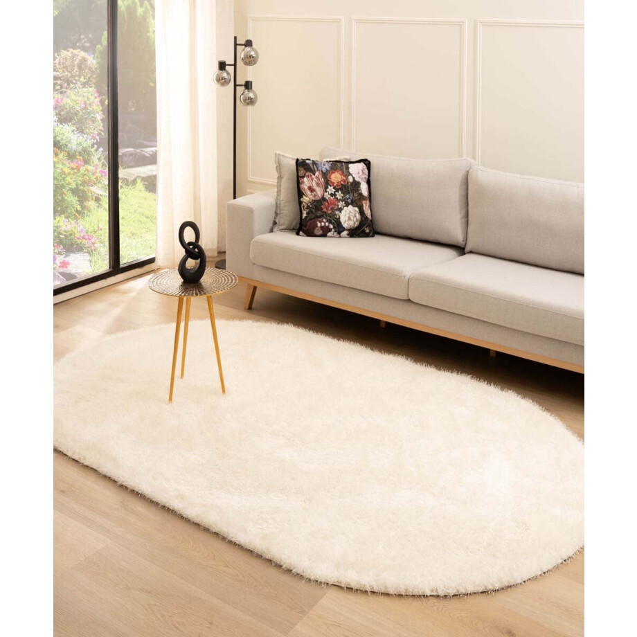 Ovaal hoogpolig vloerkleed velvet - Posh wit 240x340 cm Ovaal hoogpolig vloerkleed velvet - Posh wit 240x340 cm afbeelding 1