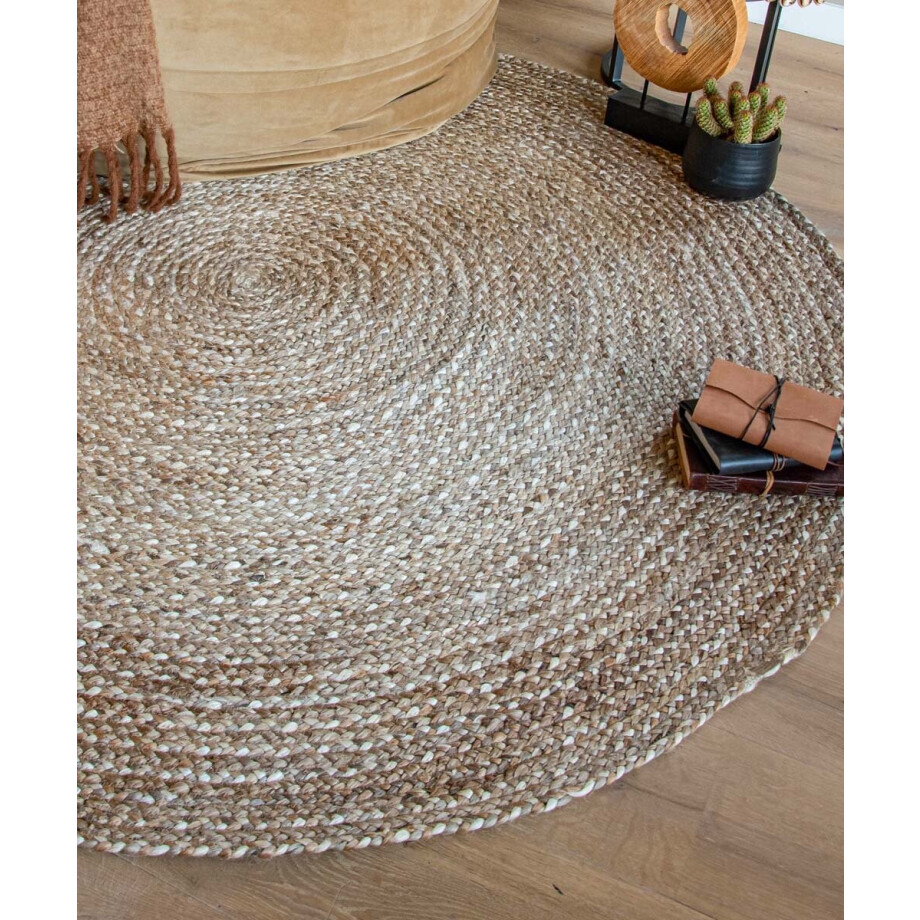 Jute vloerkleed rond - Braided - naturel 120 cm afbeelding 1