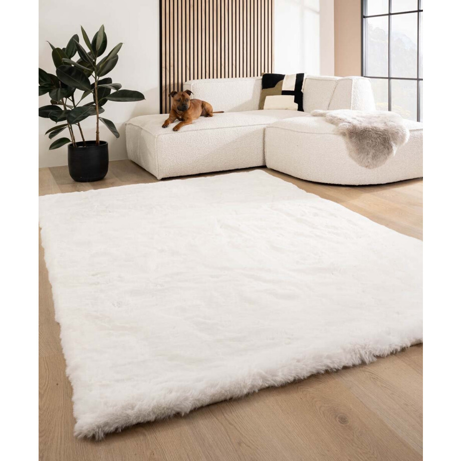 Fluffy vloerkleed - Comfy Deluxe wit 140x200 cm afbeelding 1