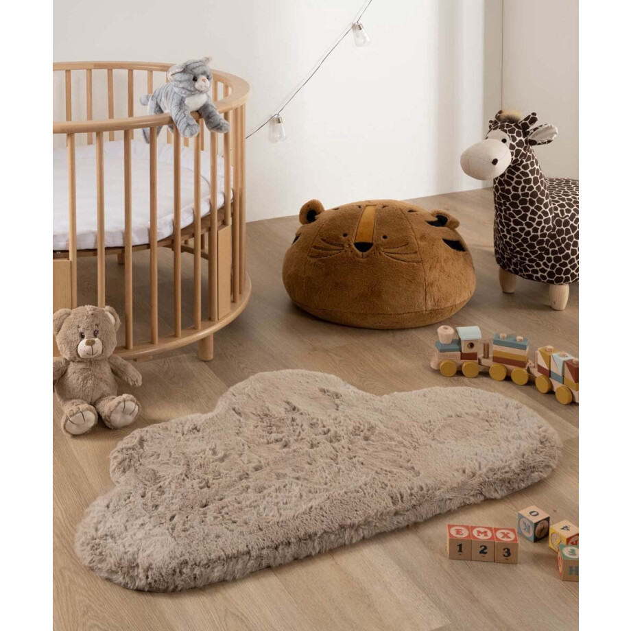 Kindervloerkleed wolkje - Fluffy taupe 70x115 cm Kindervloerkleed wolkje - Fluffy taupe 70x115 cm afbeelding 1