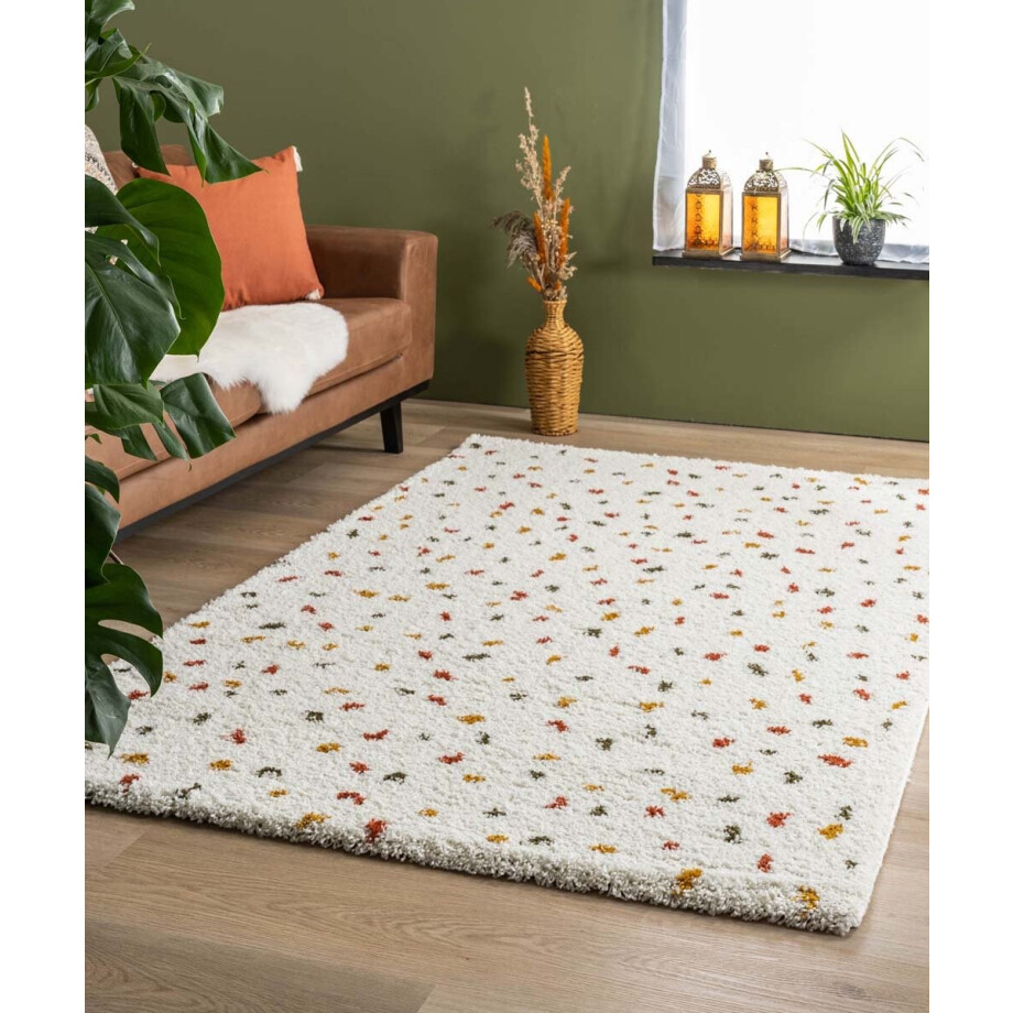 Hoogpolig vloerkleed stippen Artisan - wit/multi 240x340 cm Hoogpolig vloerkleed stippen Artisan - wit/multi 240x340 cm afbeelding 1