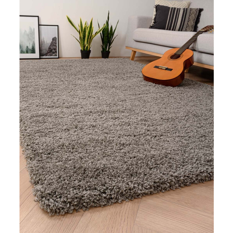 Hoogpolig vloerkleed shaggy Grand effen - lichtgrijs 80x150 cm afbeelding 1