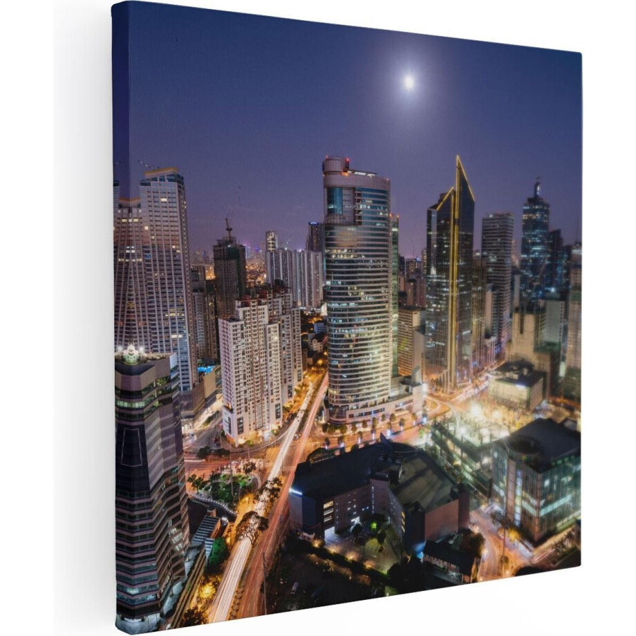 Artaza Canvas Schilderij Makati Stad Skyline in de Nacht in Thailand - 60x60 - Foto Op Canvas - Canvas Print Artaza Canvas Schilderij Makati Stad Skyline in de Nacht in Thailand - 60x60 - Foto Op Canvas - Canvas Print afbeelding 1