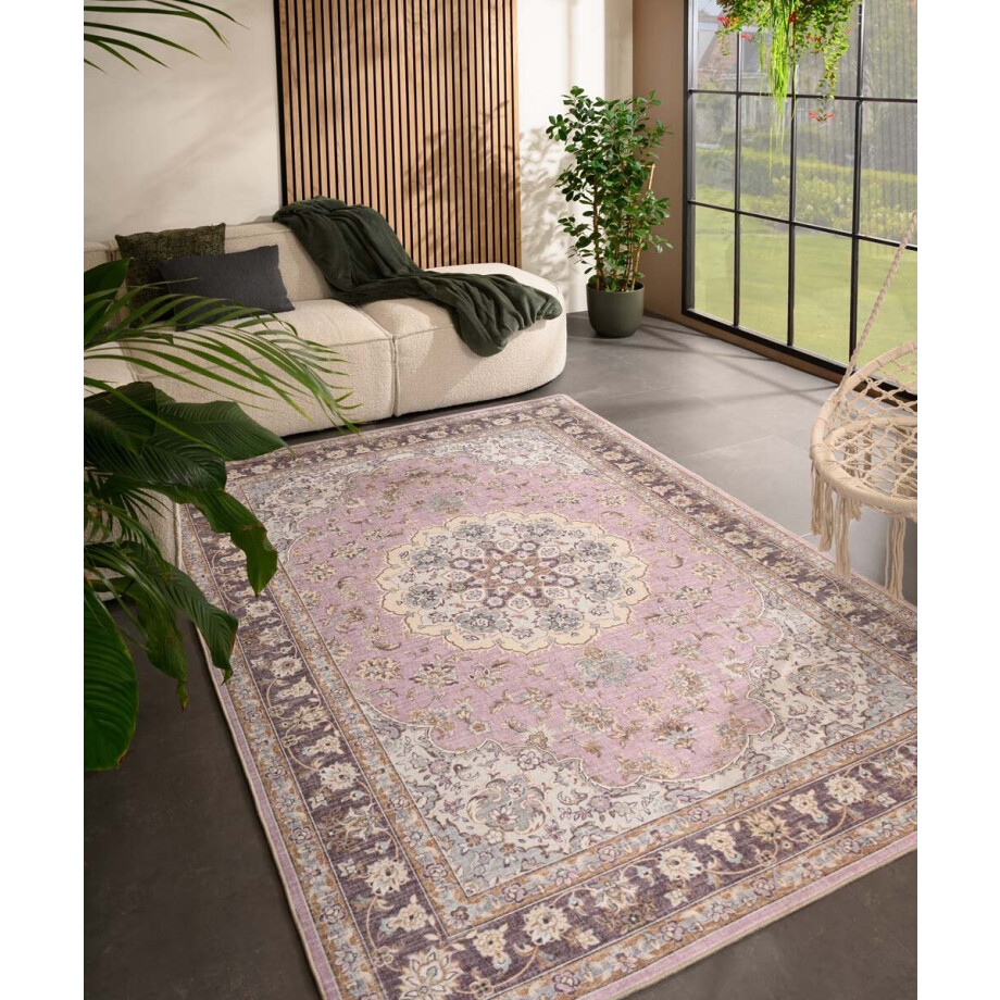 Vintage buitenkleed - Valenca Nova paars/roze 230x330 cm Vintage buitenkleed - Valenca Nova paars/roze 230x330 cm afbeelding 1