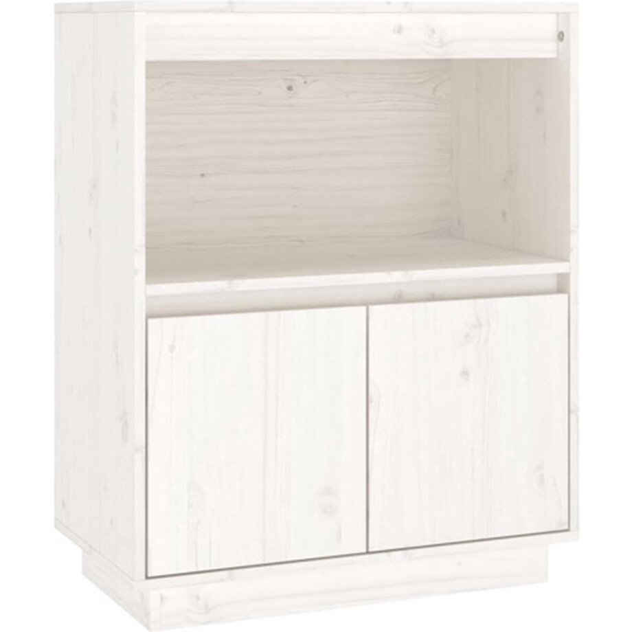 vidaXL - Dressoir - 60x34x75 - cm - massief - grenenhout - wit vidaXL - Dressoir - 60x34x75 - cm - massief - grenenhout - wit afbeelding 1