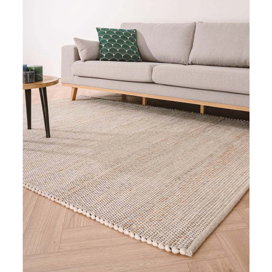 Wollen vloerkleed Lett - wit/beige 90x160 cm afbeelding 1