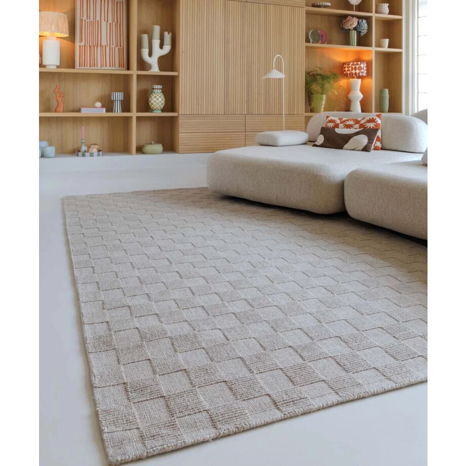 Wollen vloerkleed - Tavle taupe 200x300 cm afbeelding 1