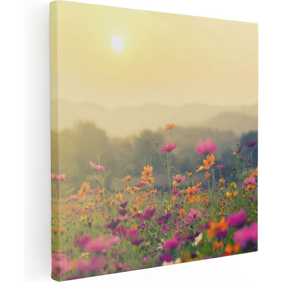 Artaza Canvas Schilderij Bloemenveld - 70x70 cm - Wanddecoratie Bloemen - Muurdecoratie Zonsondergang - Schilderijen Op Canvas Artaza Canvas Schilderij Bloemenveld - 70x70 cm - Wanddecoratie Bloemen - Muurdecoratie Zonsondergang - Schilderijen Op Canvas afbeelding 1