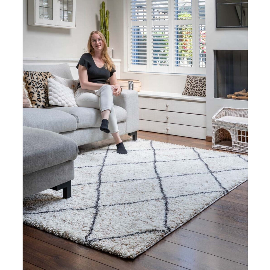 Berber vloerkleed - Artisan Ouar wit/grijs 60x110 cm afbeelding 1